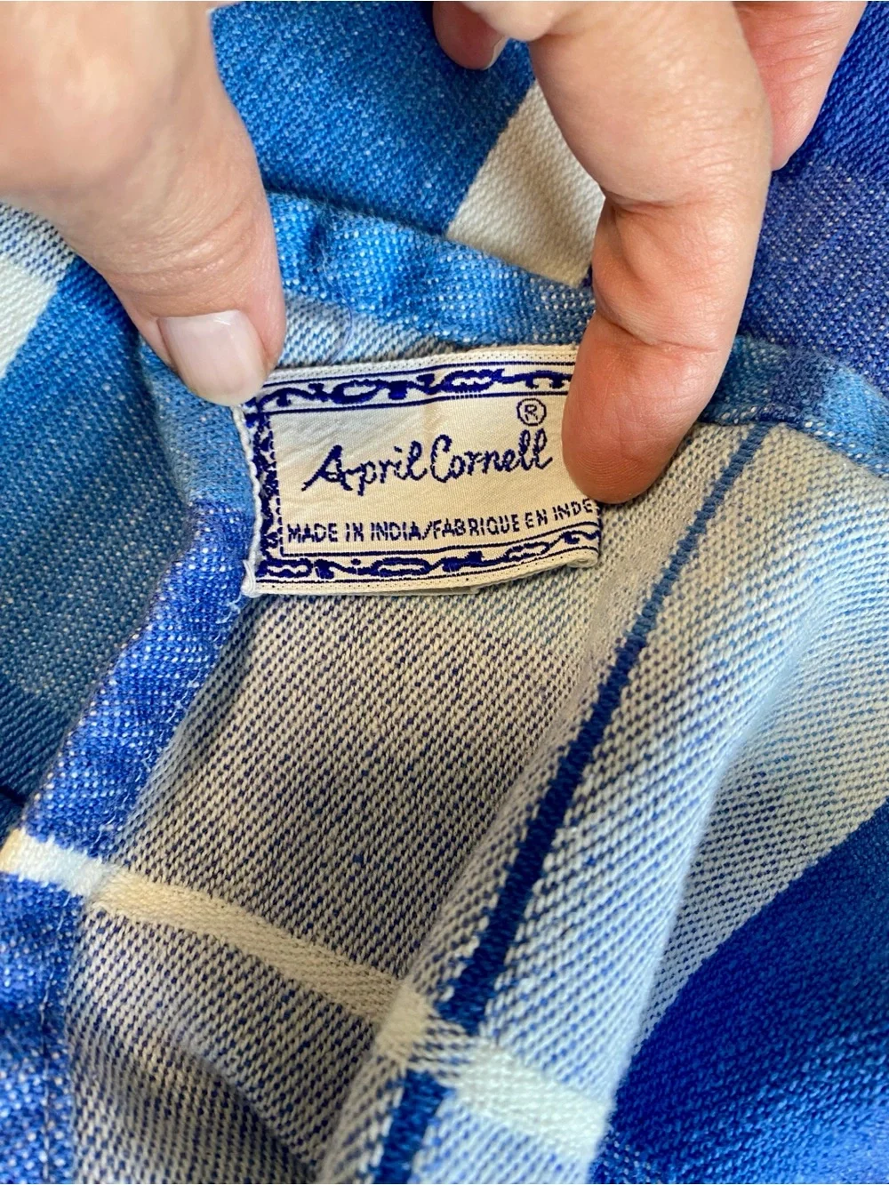 Vintage April Cornell Blue Teapot Tablecloth 46x46